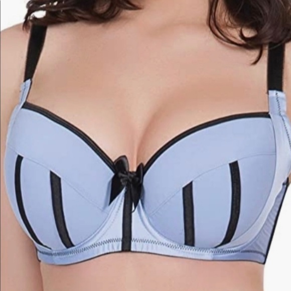 NWT Parfait Charlotte Icy Blue and Black Padded Demi Bra - Picture 2 of 10